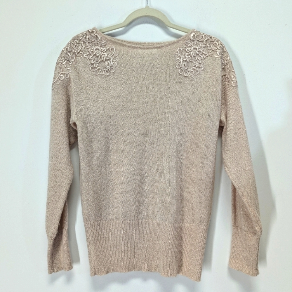 Elle Blush Pink Lace Shoulder Sweater Balletcore Feminine Y2K